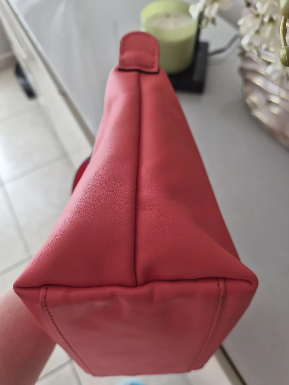 Longchamp Orange Red Small Le Pliage Top-Handle Crossbody